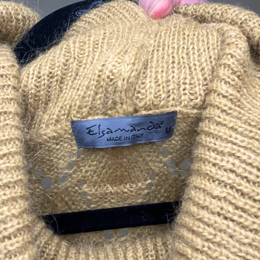 ANTHROPOLOGIE Elsamanda Sweater Italian Mohair Blend Open Knit Cowl Neck Straw M - Picture 7 of 10